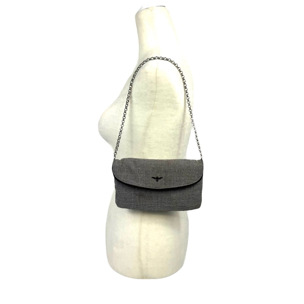 Buzz by Jane Fox vintage black, silver & white fabric mini bag w optional chain - Picture 9 of 16